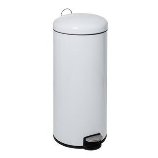 Honey-Can-Do 7.92 Gal. White Retro Metal Household Step-On Trash Can TRS-09329