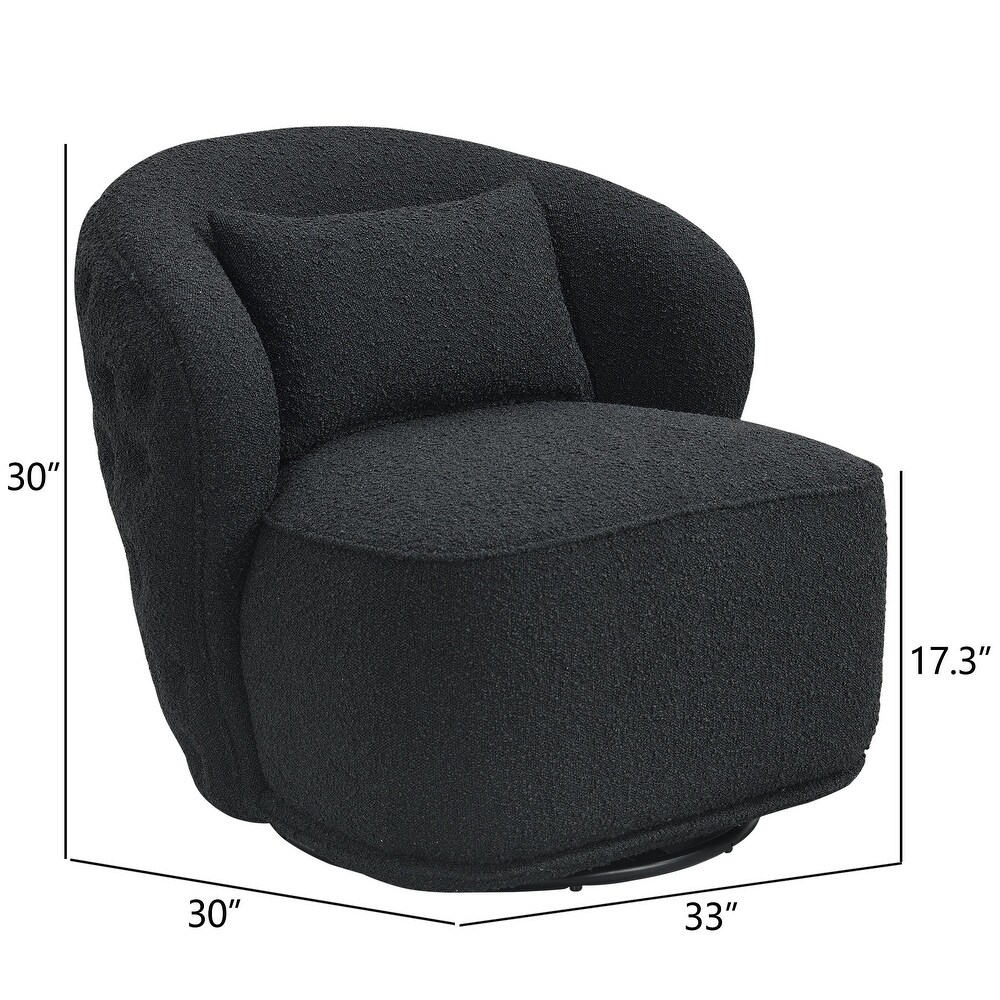 Boucle Upholstered Tufted Back Swivel Barrel Chair