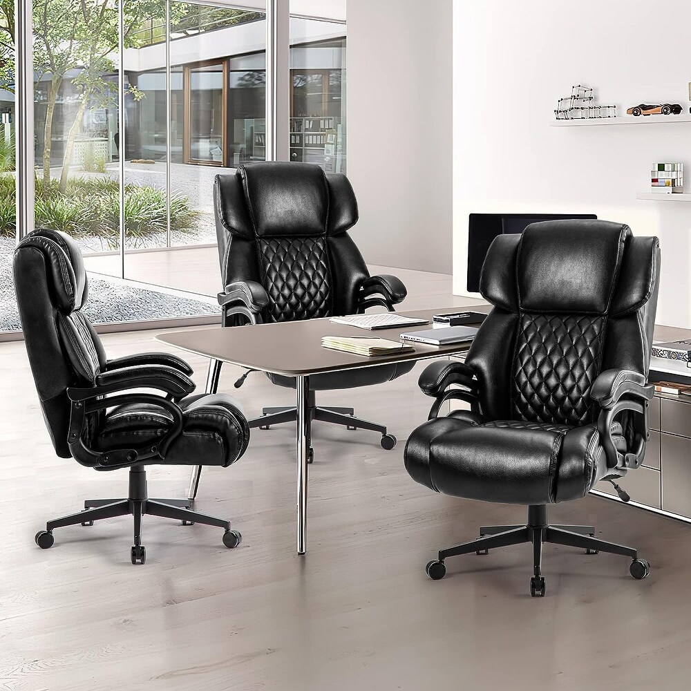 Ergonomic Adjustable Executive Arm Chairs Breathable Leather Swivel Office Chairs with Castor for Living Room