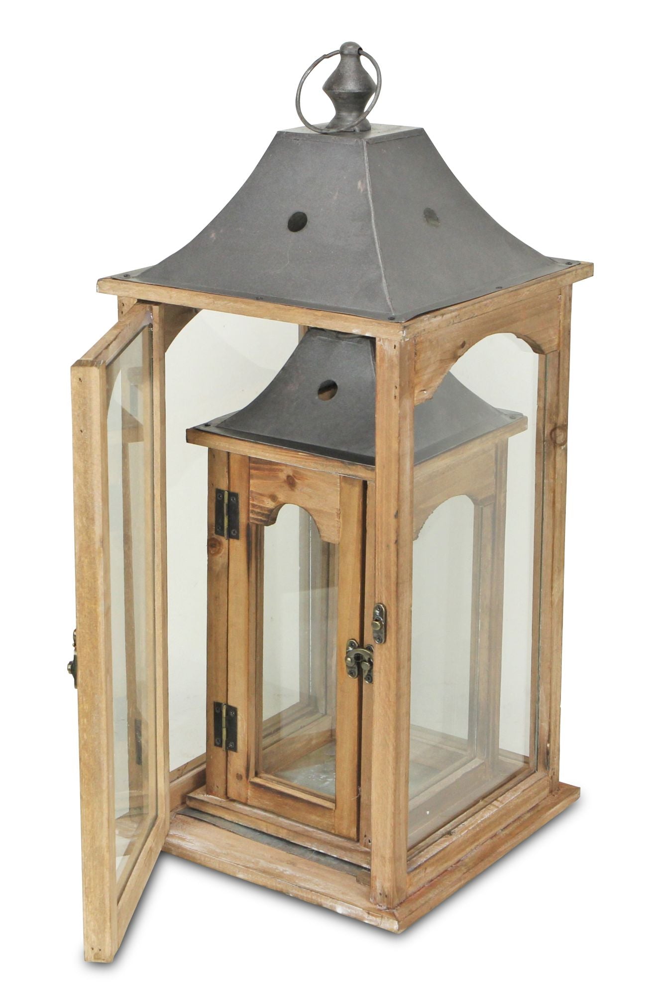 Cheungs FP-4476-2 Clear Rustic Handmade Lantern - Set of 2