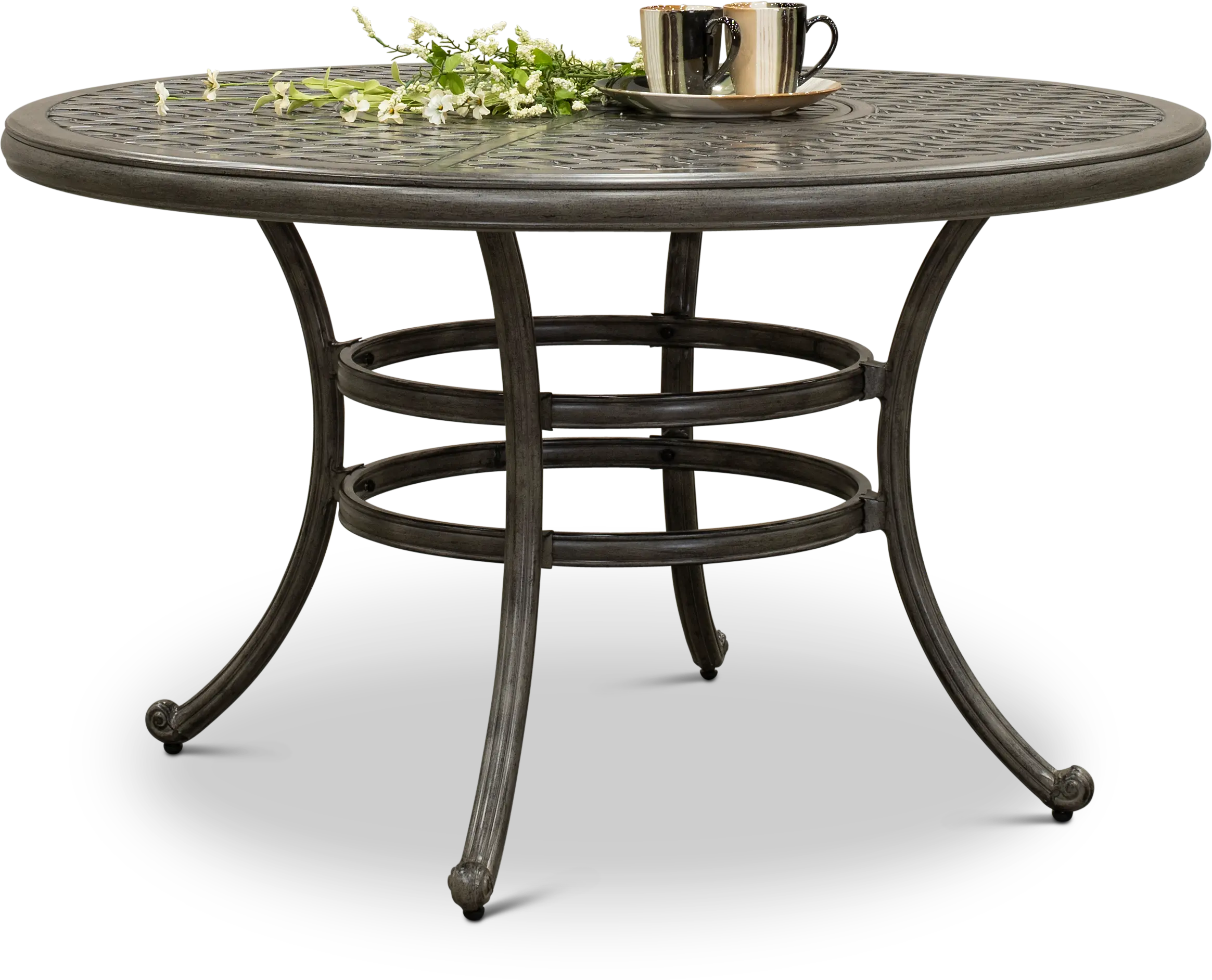 Macan Gray Metal Round Patio Table