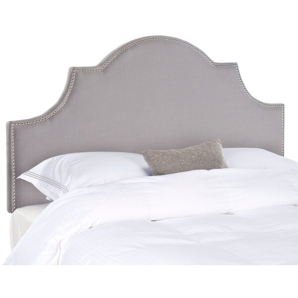 Safavieh Hallmar Arctic Grey Upholstered Arched Headboard - Silver Nailhead (King) - - 9989342