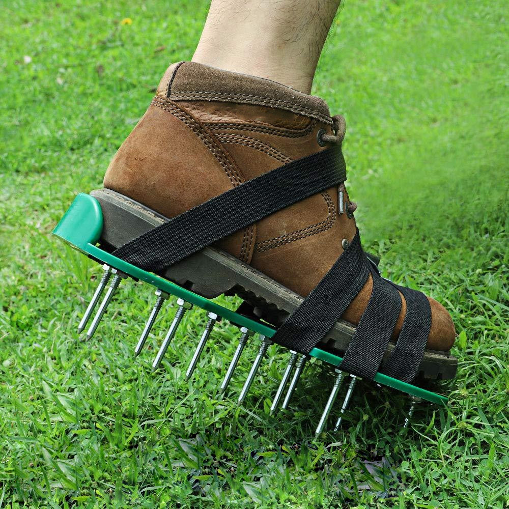 ZTOO 13 x 45 mm Spikes Pair Lawn Garden Grass Aerator Aerating Sandals Shoes with Metal Buckles and 3 Straps for Aerating Your Lawn or Yard