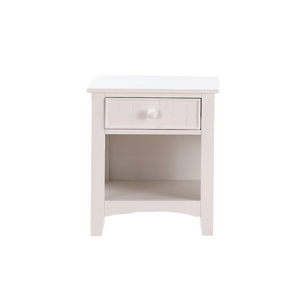 Wooden Nightstand With 1 Drawer In White Finish - - 36129932