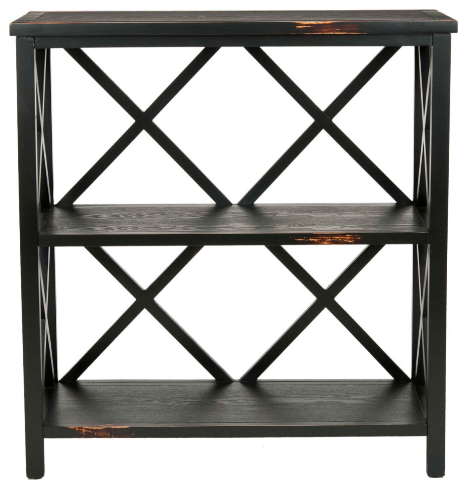 Anesa Low Etagere/ Bookcase Distressed Black   Transitional   Bookcases   by Peachtree Fine Furniture  Houzz