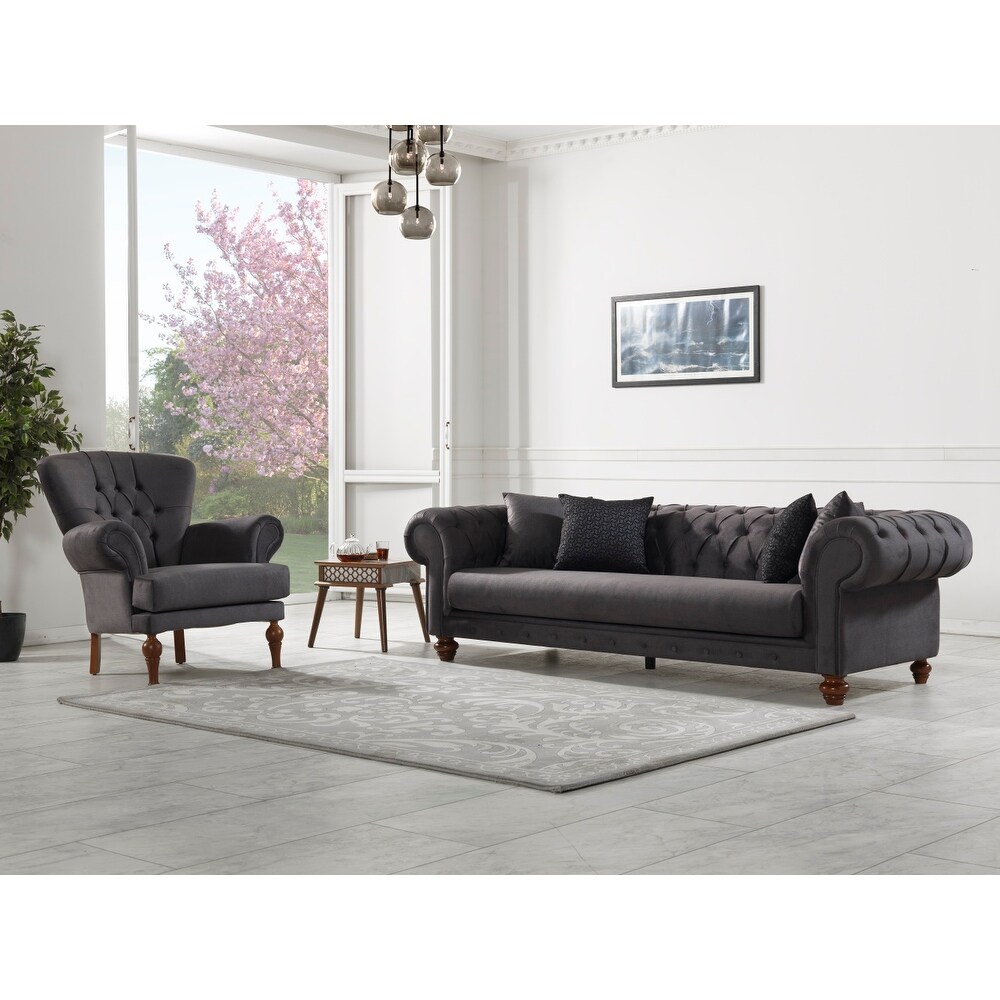 Canp Single Cushion Chesterfield 2 piece Living room Sofa and Arms chair set