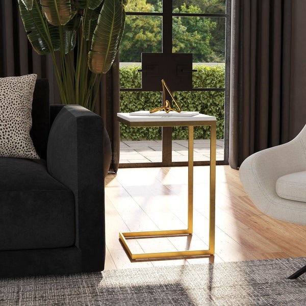 Lawler Modern Loft Iron and Marble Square End Table - Gold