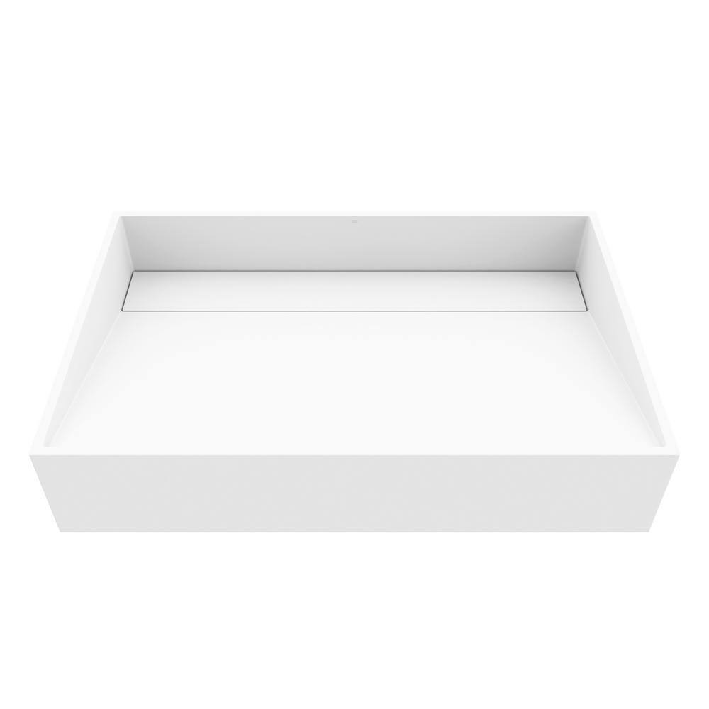 VIGO Starr Modern White Matte Stone 23 in. L x 15 in. W x 5 in. H Rectangular Vessel Bathroom Sink VG04028