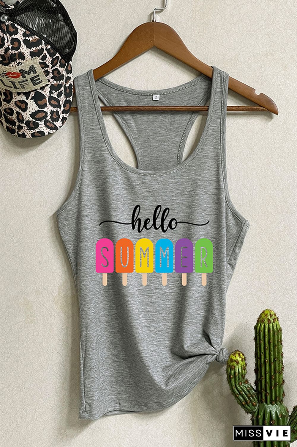 Hello Summer Graphic Tank Top Wholesale