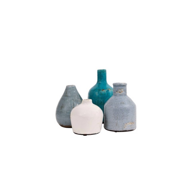 Set Of 4 Terra cotta Vases Blue amp White Shopsmaniay