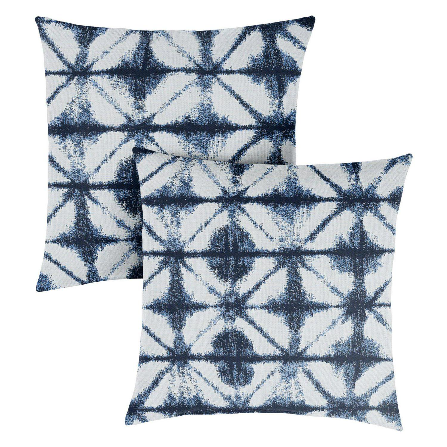 Mozaic Company Sunbrella Indigo Geometric Outdoor Square Pillow 8211 Set of 2  Crowdfused