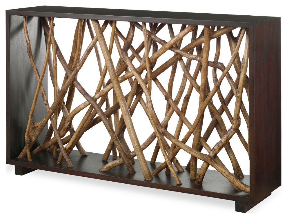 Teak Maze Console Table   Rustic   Console Tables   by Ownax  Houzz