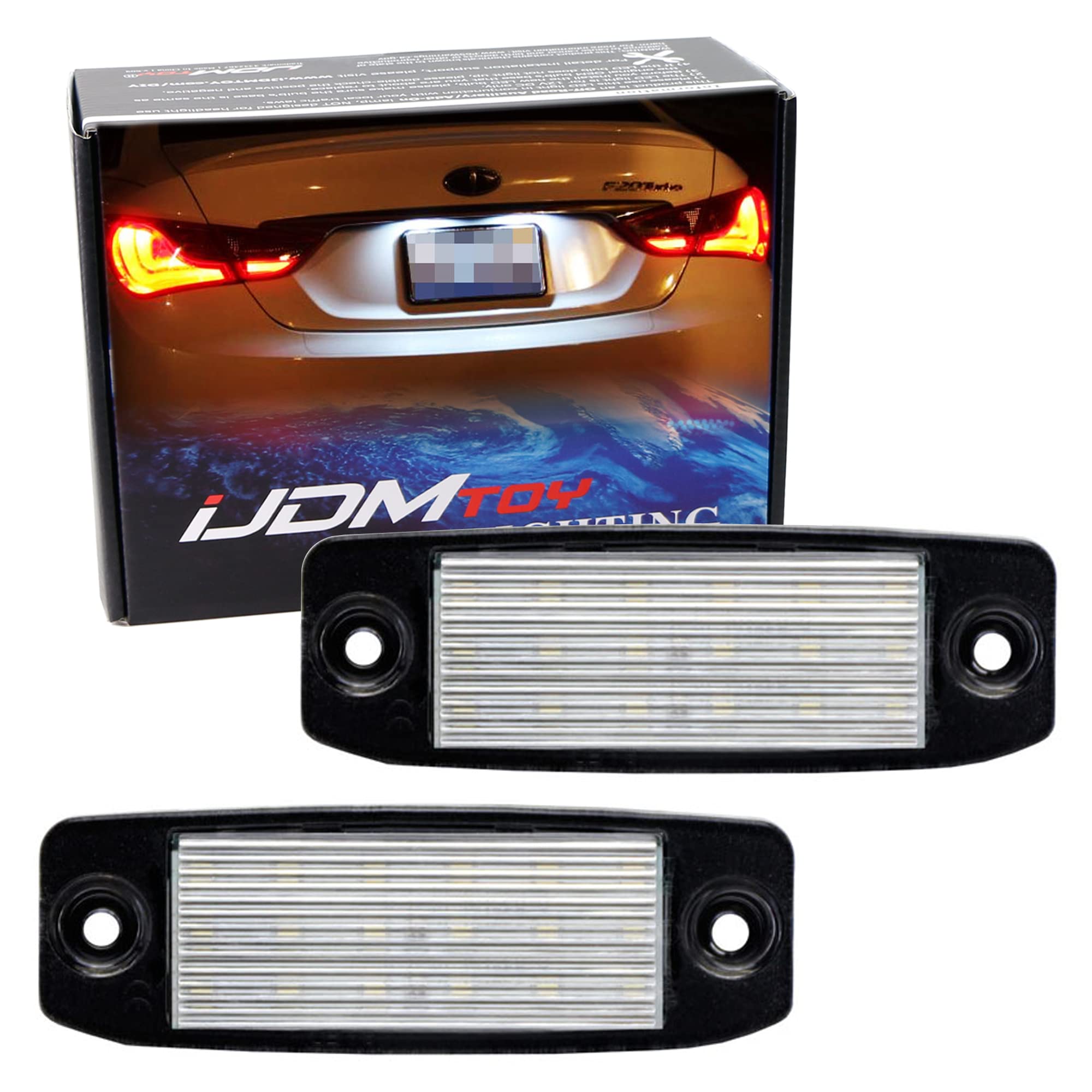 iJDMTOY OEM-Fit 3W Full LED License Plate Light Kit Compatible With 11-14 Hyundai Sonata YF i45 i40， Powered by 18-SMD Xenon White LED