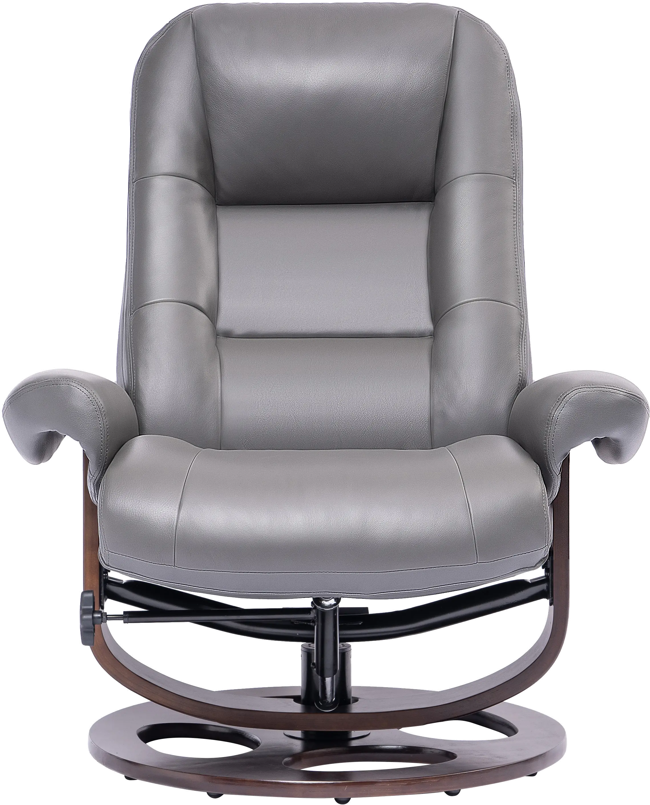 Wasatch Dark Gray Leather Swivel Recliner with Matching Ottoman