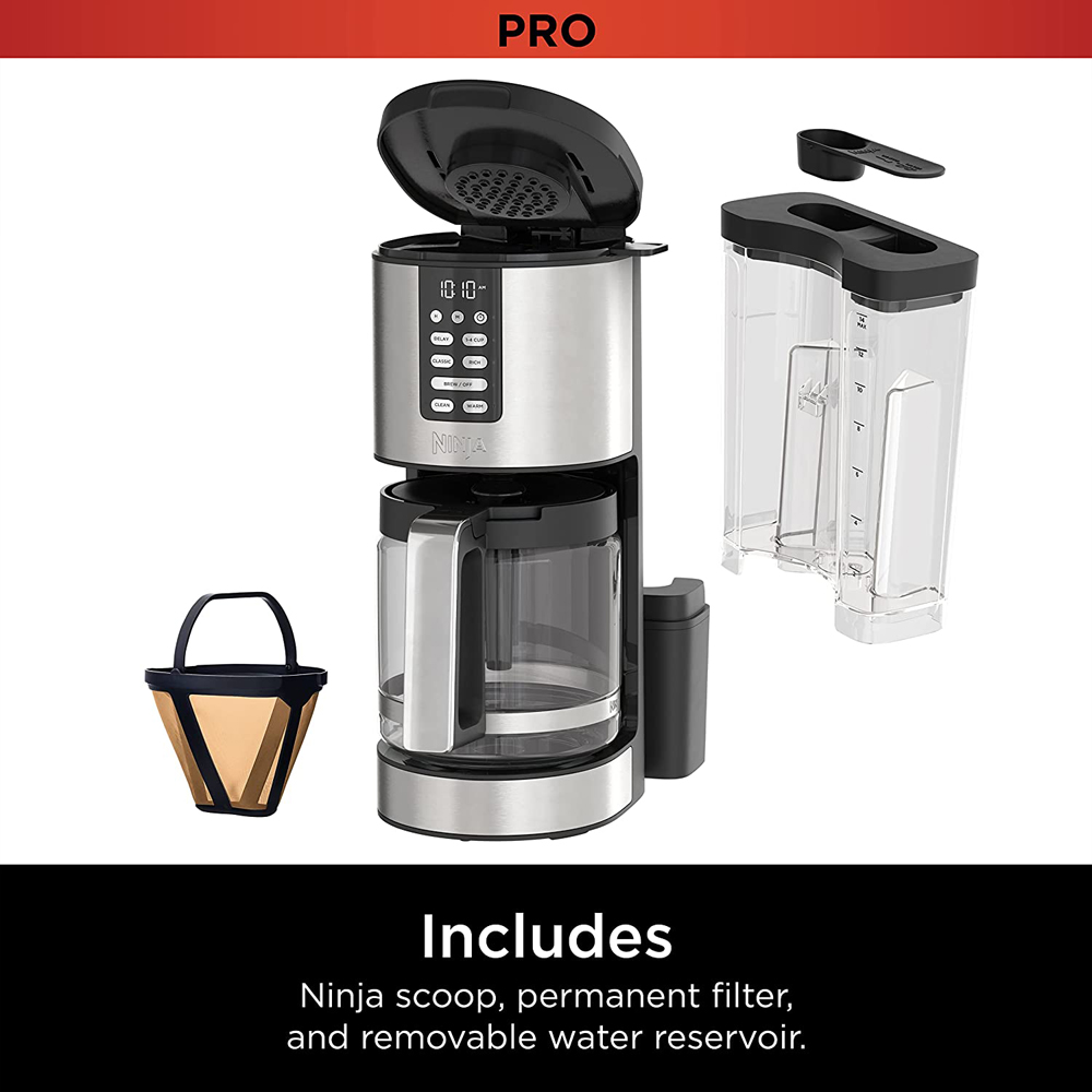 Ninja DCM201 14 Cup Programmable Coffee Maker XL Pro with Permanent Filter (Renewed) Bundle with 2 YR CPS Enhanced Protection Pack