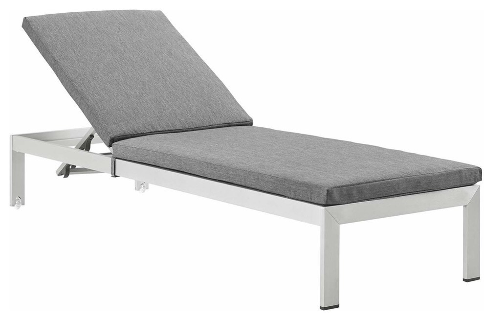 Shore Chaise with Cushions Outdoor Patio Aluminum Set of 4   Contemporary   Outdoor Chaise Lounges   by BisonOffice  Houzz