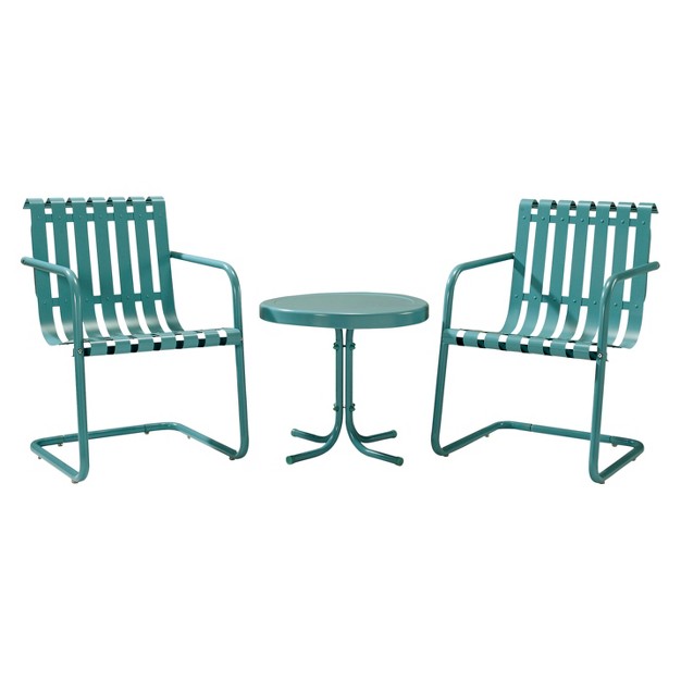 Gracie 3 piece Metal Patio Chat Set Blue