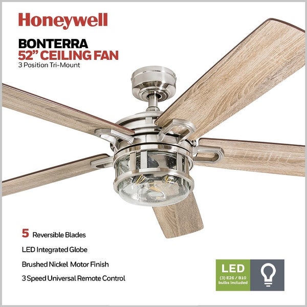 Honeywell Bontera Brushed Nickel LED Craftsman Ceiling Fan Shopping - The Best Deals on Ceiling Fans | 31036788