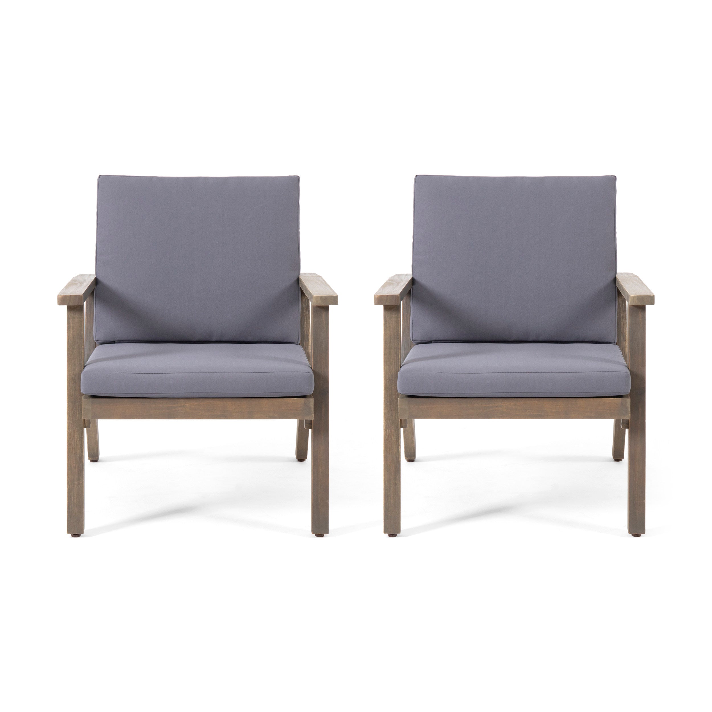 Avacyn Outdoor Acacia Wood Club Chairs with Cushions (Set of 2)