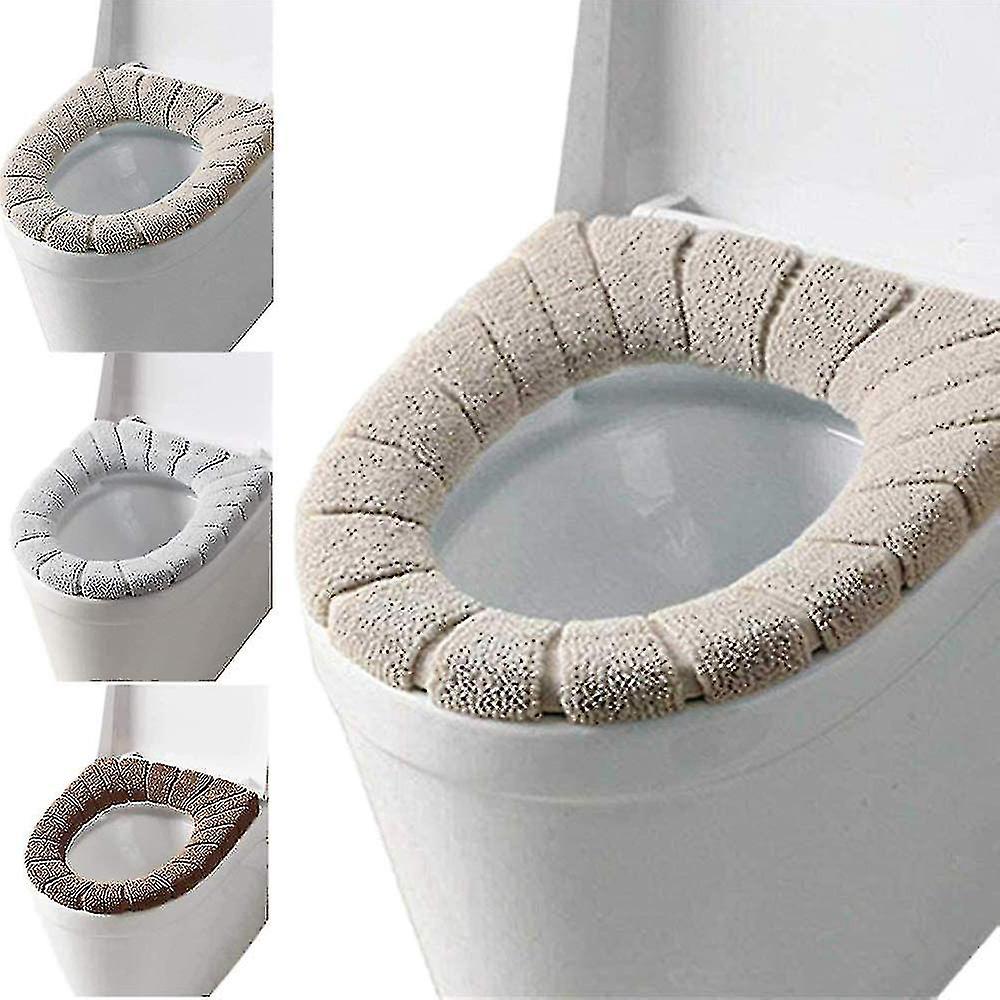 3pcs Toilet Seat Cover Warm Soft Washable Mat Closestool Mat Seat Case Toilet Lid Cover