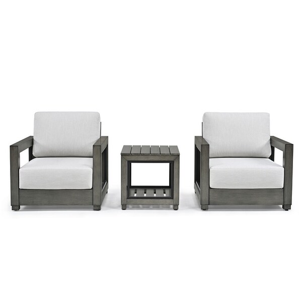 3Piece Aluminum Patio Conversation Set with Handpainted Frame and Cushions