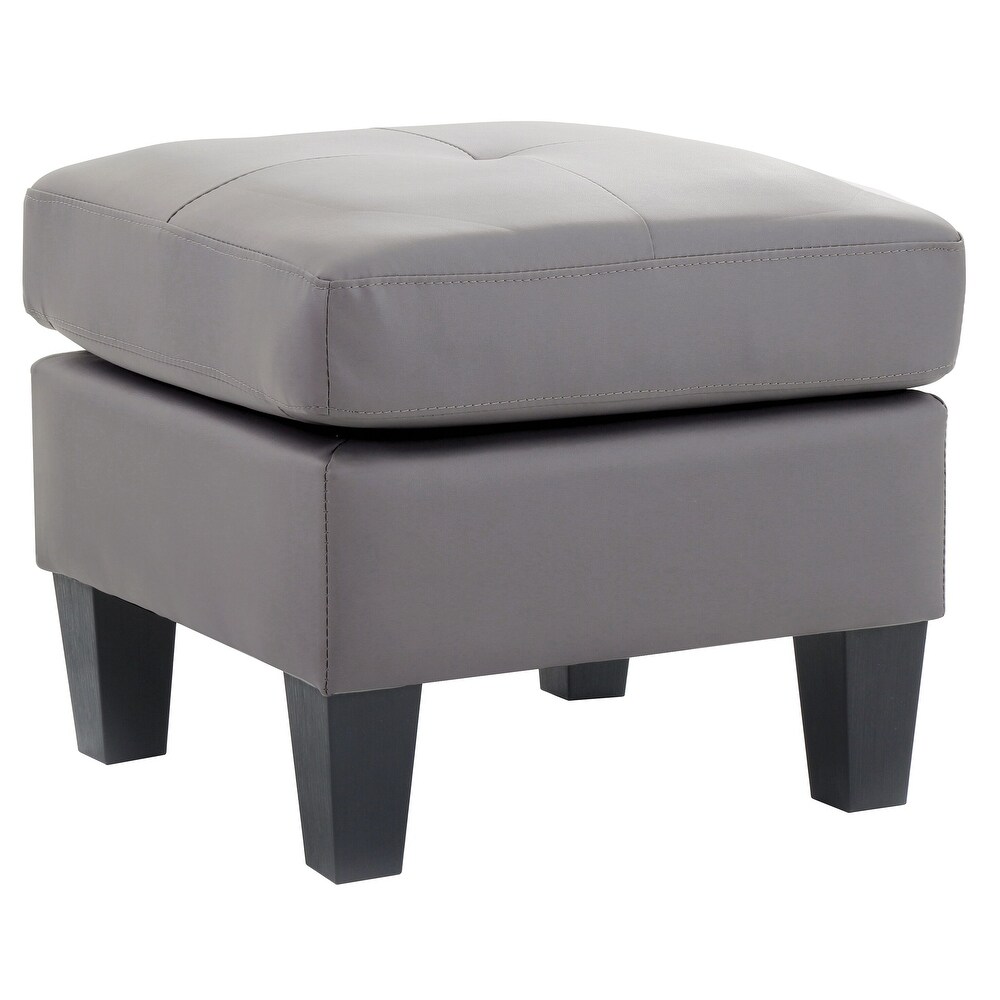 Small Faux Leather Square Ottoman