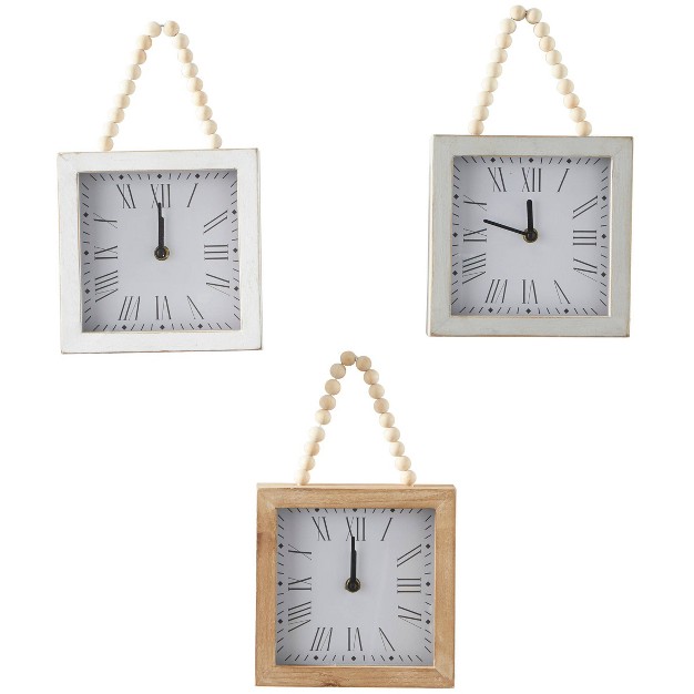 Set Of 3 Wood Wall Clocks With Rope Strap White Olivia amp May