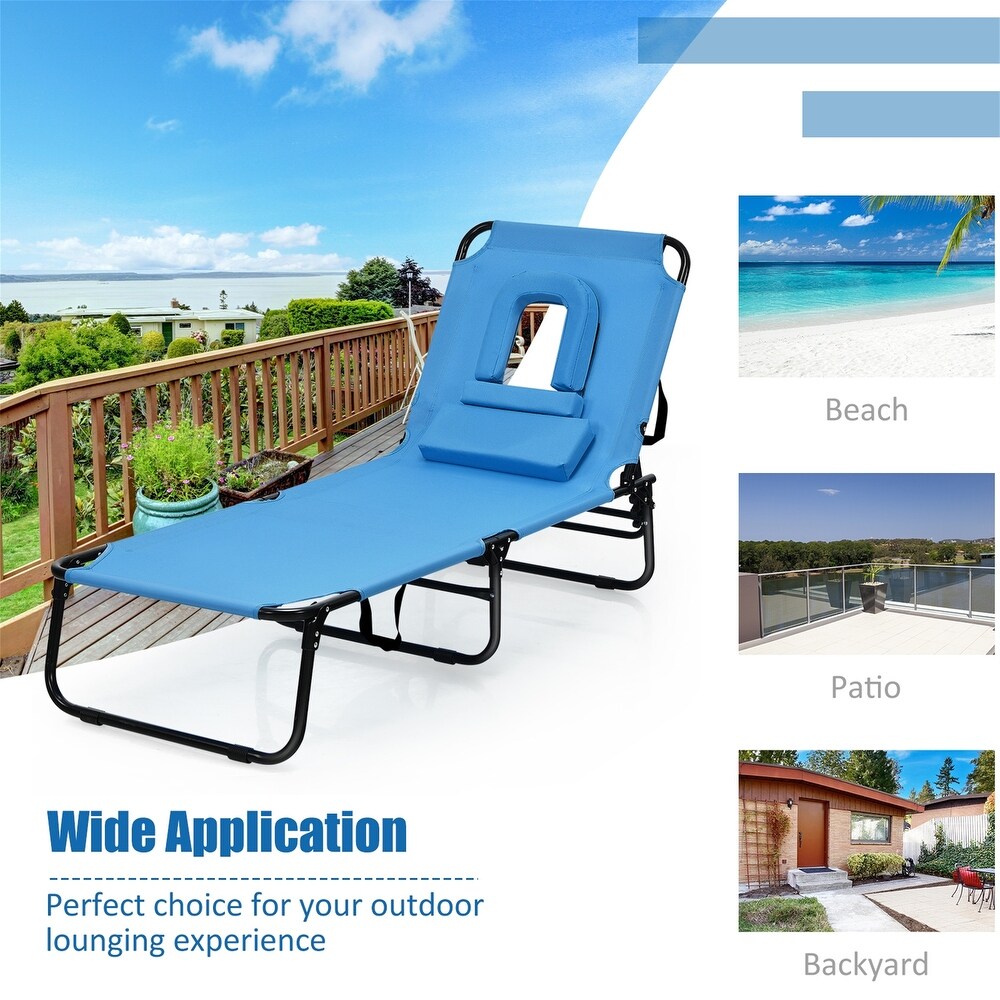 Outdoor Folding Chaise Beach Pool Patio Lounge Chair Bed