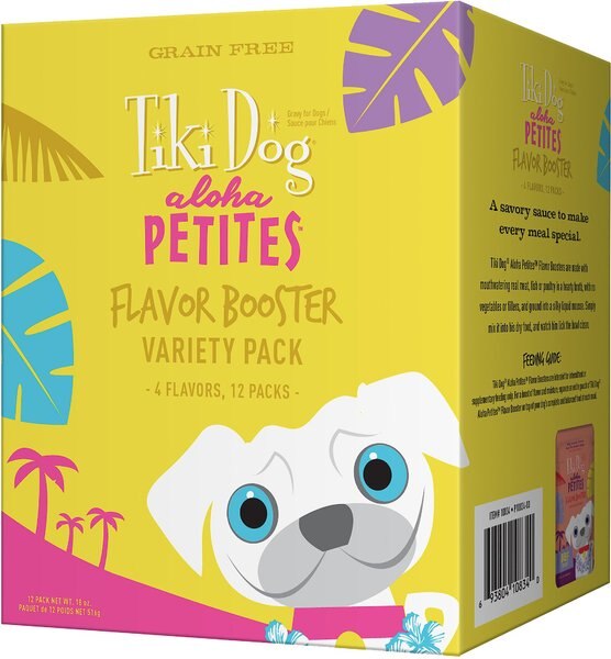 Tiki Dog Aloha Petites Flavor Booster Variety Pack Dog Food Topper， 1.5-oz pouch， case of 12