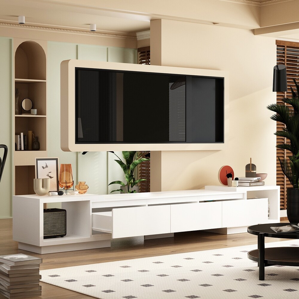 Entertainment Center Table Retracted Extendable TV Stand in Stretch