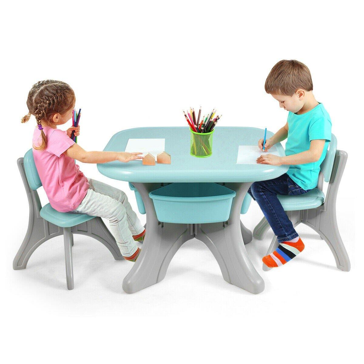 Kids Table and Chair Set, 3 Piece Activity Table