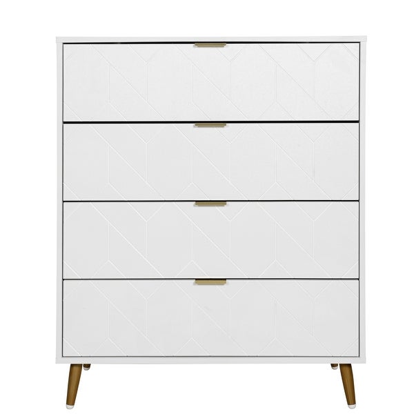 Mordern 4 Drawer Dresser， Drawer Chest， Storage Cabinet w/Metal Leg - - 37834524