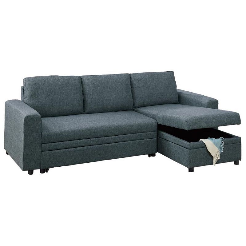 F.c Design Convertible Sectional Sofa With Pull Out Bed Reversible Chaise Storage Sofa