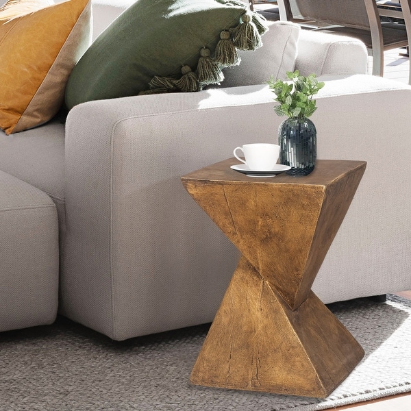 Adeco Outdoor Indoor Concrete Side Table Modern Accent End Table