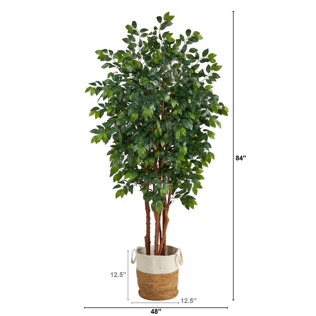 Nearly Natural 7-ft Sakaki Artificial Tree In Handmade Natural Jute And Cotton Planter