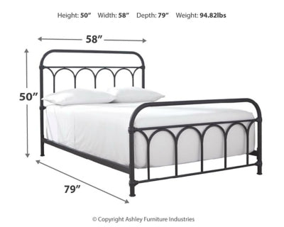 Signature Design by Ashley Nashburg Industrial Farmhouse Metal Bed, Full, Matte Black