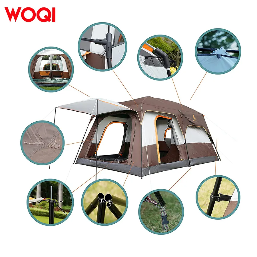 WoQi Bedroom and Living Room Large Space for 3/6/8/12 People for Camping Outdoors   Travel Tent