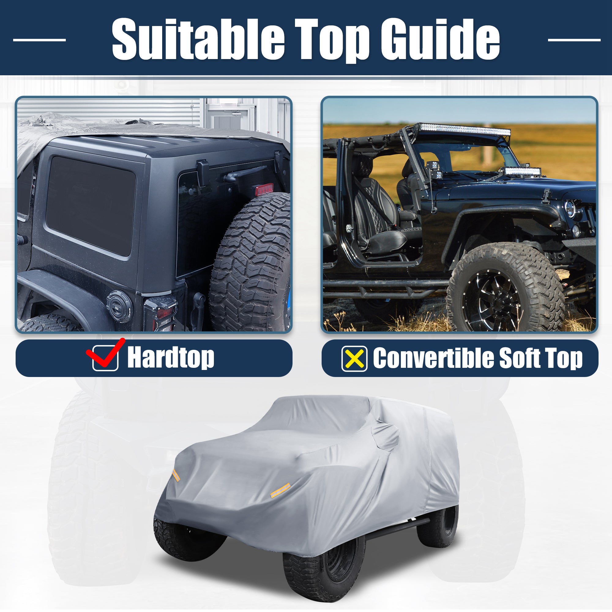 Unique Bargains SUV Car Cover for Jeep Wrangler JK JL 2 door 07-21 Waterproof Sun Protect