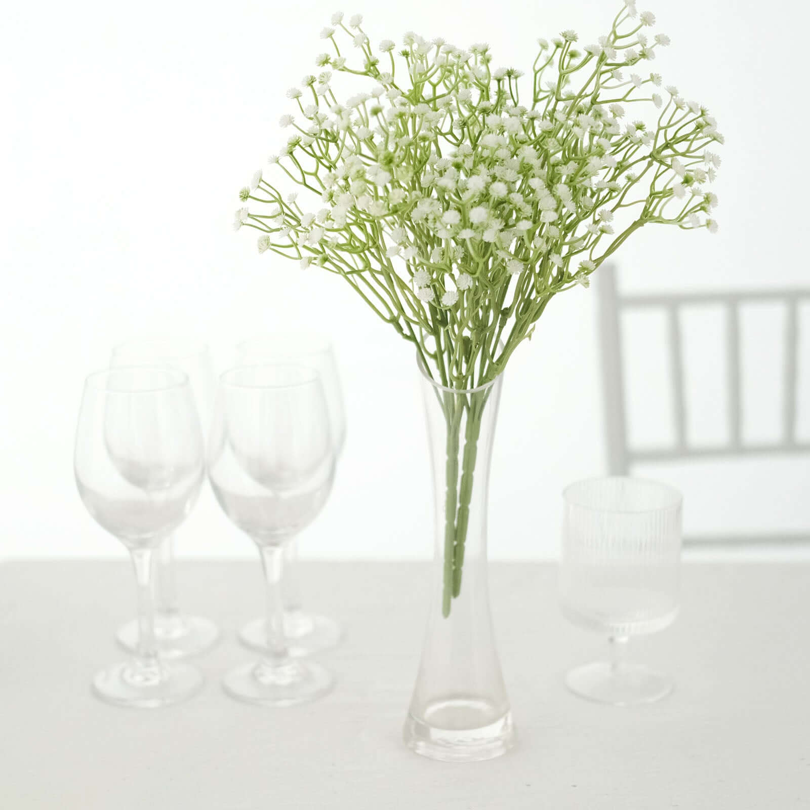 3 Bushes White Artificial Baby’s Breath Gypsophila Flower Arrangements, Real Touch Indoor Faux Floral Bouquets 14