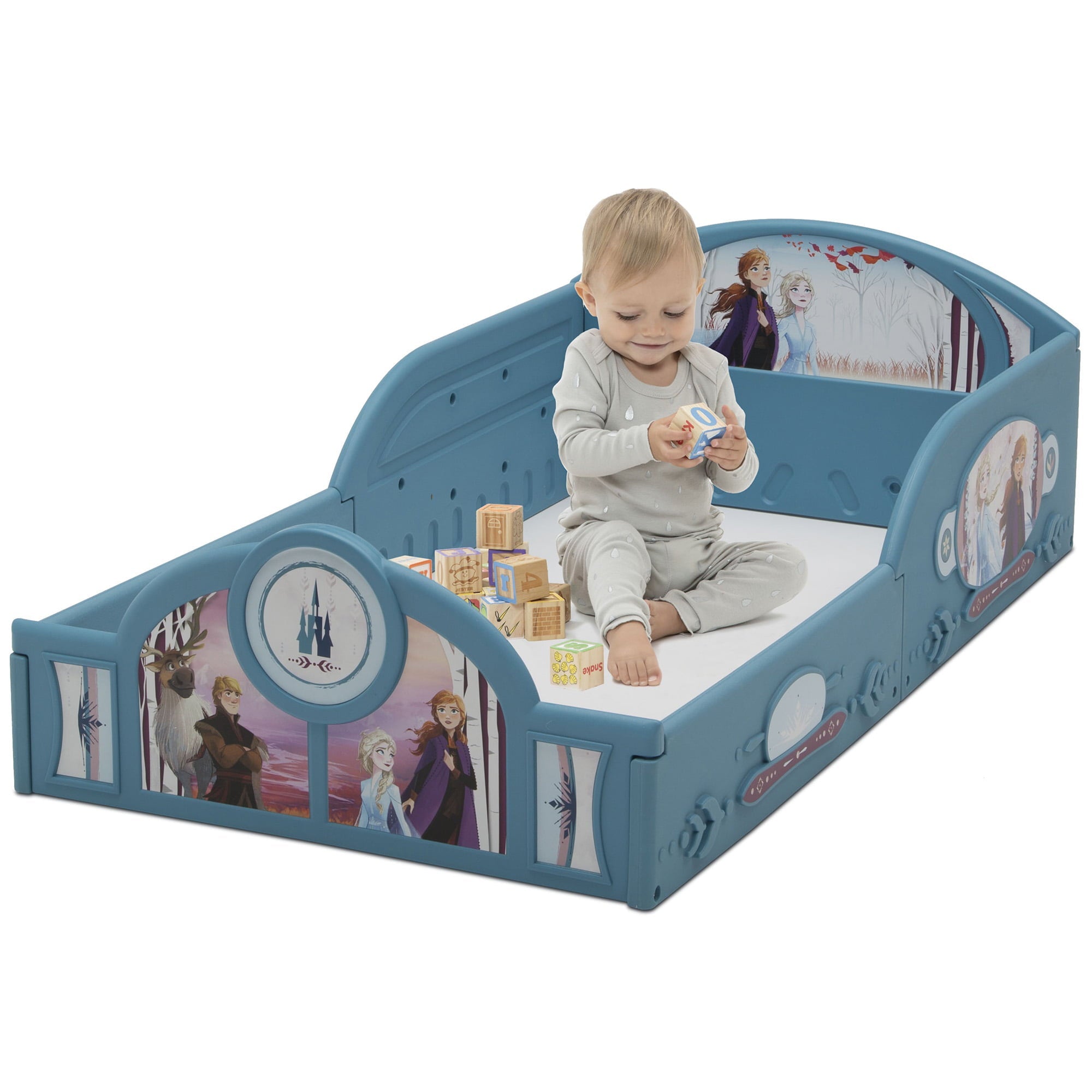 Disney Frozen II Plastic Sleep and Play Toddler Bed by Delta Children