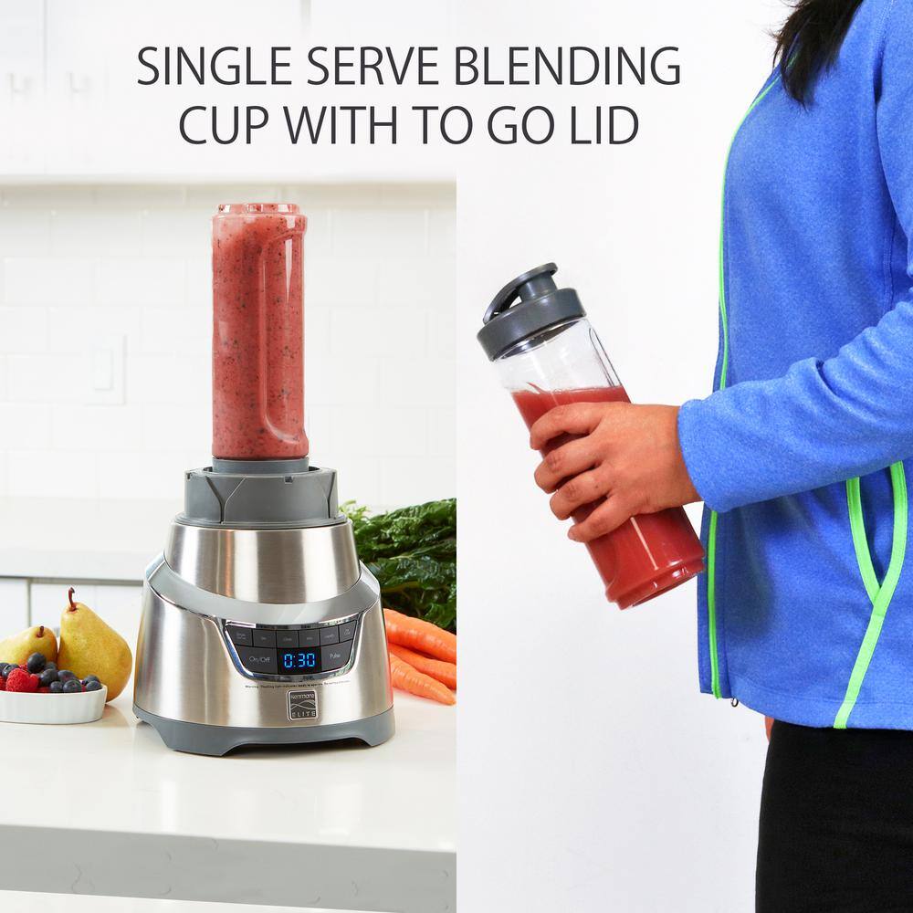 KENMORE Elite 64 oz. 5-Speed Stainless Steel Blender with 20 oz. Single-Serve Blending Cup KKEB1.3HSS