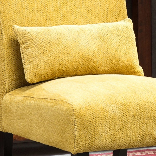 Porch and Den Vista Armless Chenille Accent Chair w/ Kidney Pillow