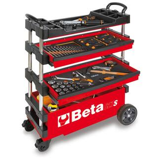 Beta C27S-R 15 in. Folding Tool Utility Cart for Portable Use-Red (Tools Not Included) C27S-R