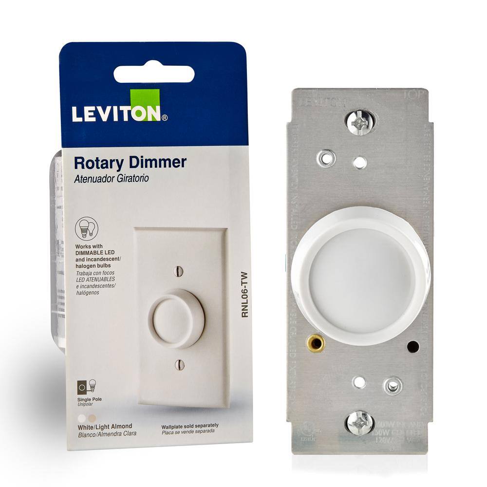 Leviton Trimatron 600-Watt Single-Pole Universal Rotary Dimmer WhiteLight Almond R00-RNL06-0TW