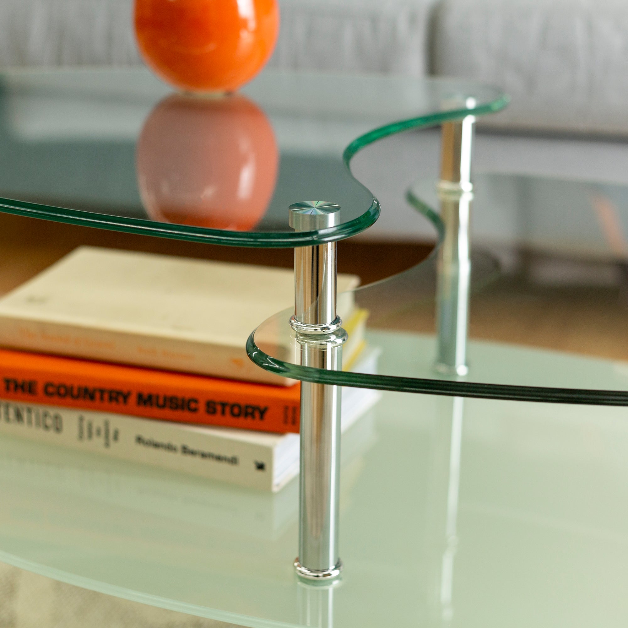 Walker Edison Mid-Century Modern 2-Tier Glass Coffee Table