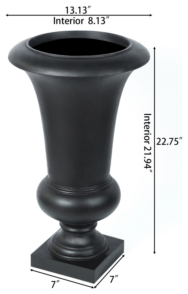 22.75 quotH Black Slim MgO Urn Planter   Traditional   Outdoor Pots And Planters   by Winsome House Inc.  Houzz