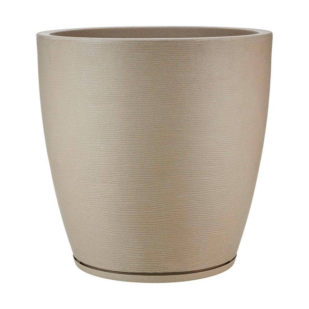 FLORIDIS Amsterdan XX-Large Beige Stone Effect Plastic Resin Indoor and Outdoor Planter Bowl 10.16.0562