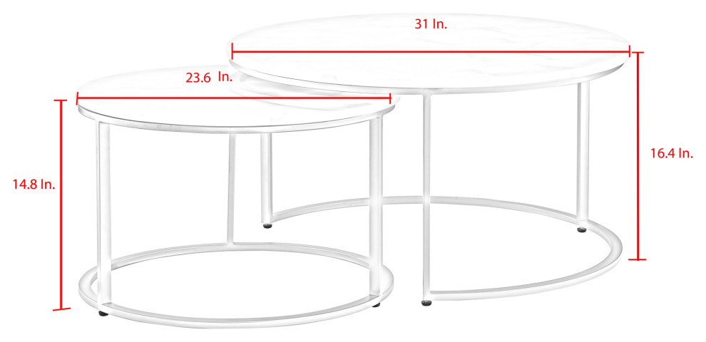 2 Piece Inspired Home Araya Coffee Table  Round Marble/Stackable   Contemporary   Coffee Table Sets   by Inspired Home  Houzz