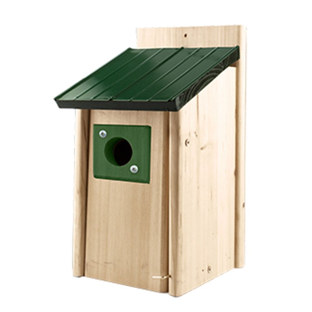 Woodlink Bluebird Cedar Nesting Bird House with Predator Guard and Metal Roof   2.27