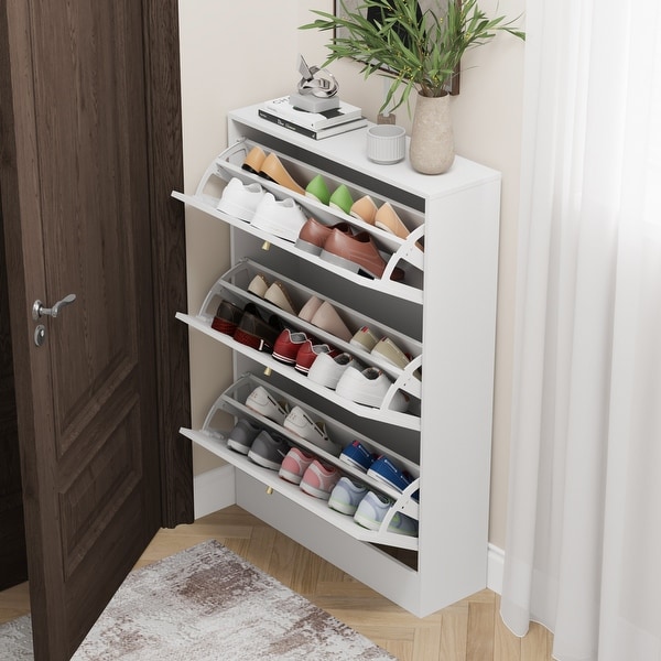 Shoe Cabinet Hidden Shoe Rack Entryway Cabinet Space Saving Drawer - - 37069309